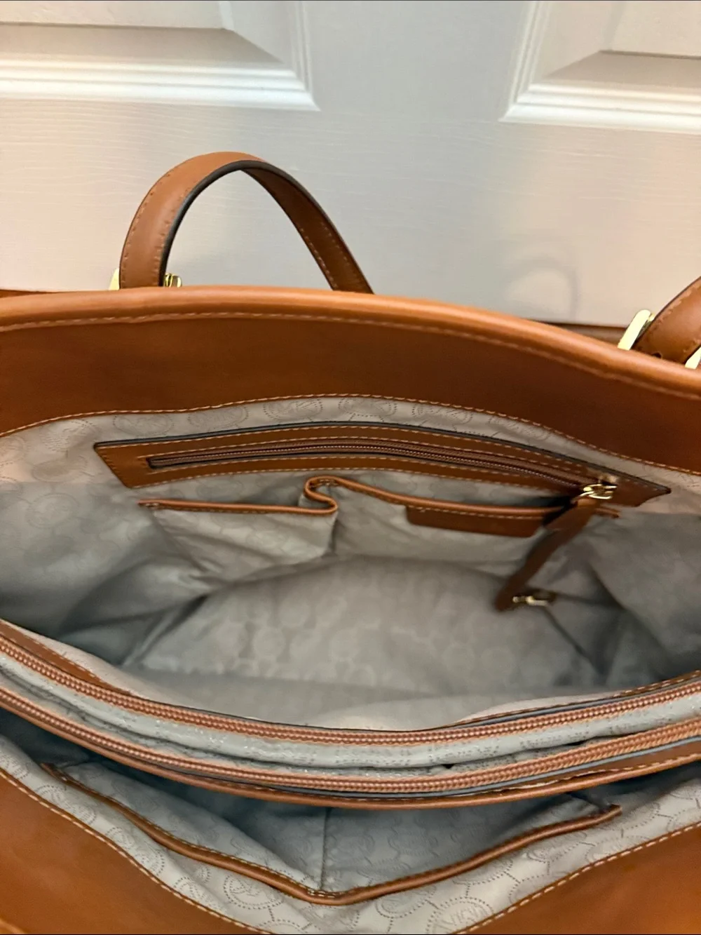 Michael Kors Brown & Tan MK Logo Laptop Tote